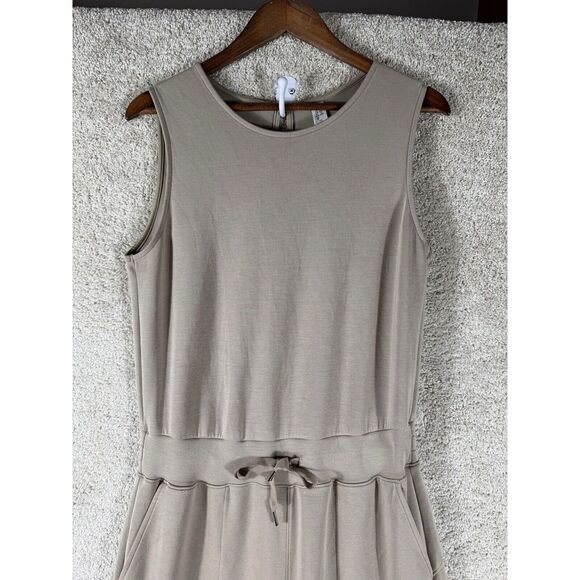 Spanx Air Essentials Jumpsuit Women Large Tan Wide Leg Sleeveless Drawsting - Picture 3 of 10